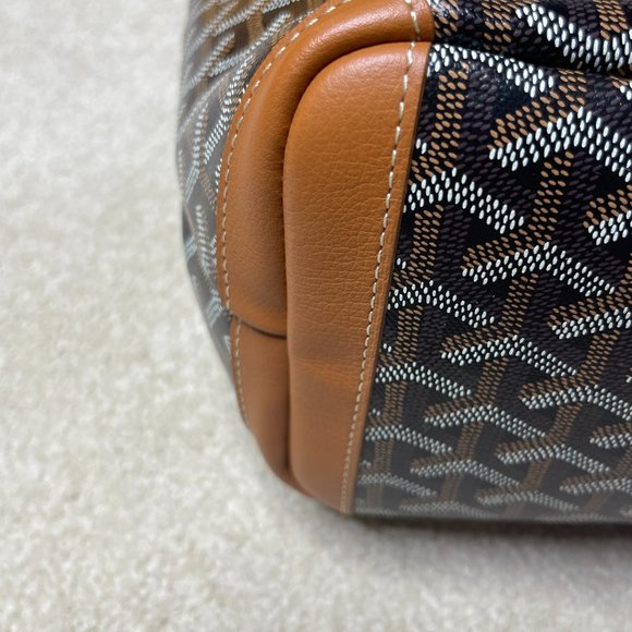 Goyard Artois PM Small Black/Tan Leather Canvas Zipped & Structured Tote - Picture 10 of 13